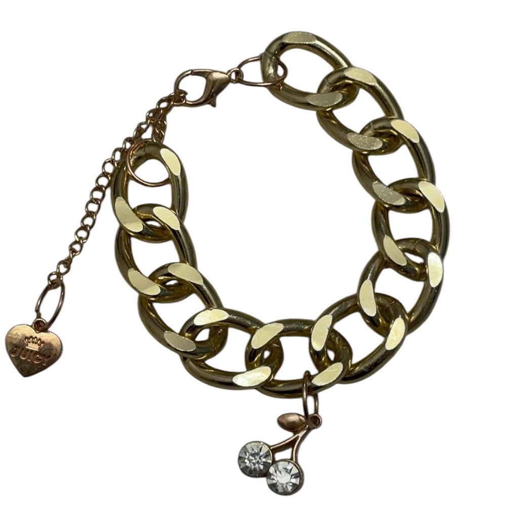 Juicy Couture Gold Chain Rhinestone Charm Bracelet 🍒